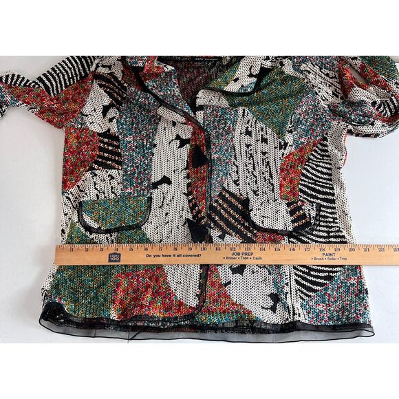 T&W Designs Women's Colorful Multicolor Two Button Blazer Jacket Size L - Picture 8 of 11